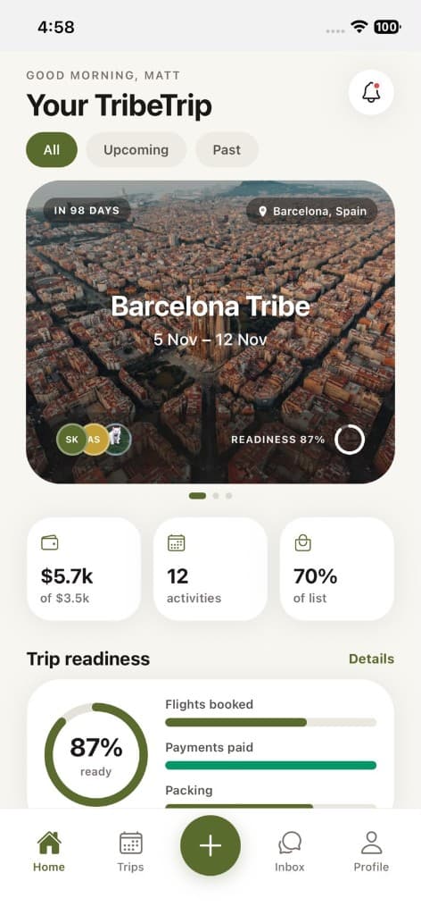 TribeTrip app on iPhone