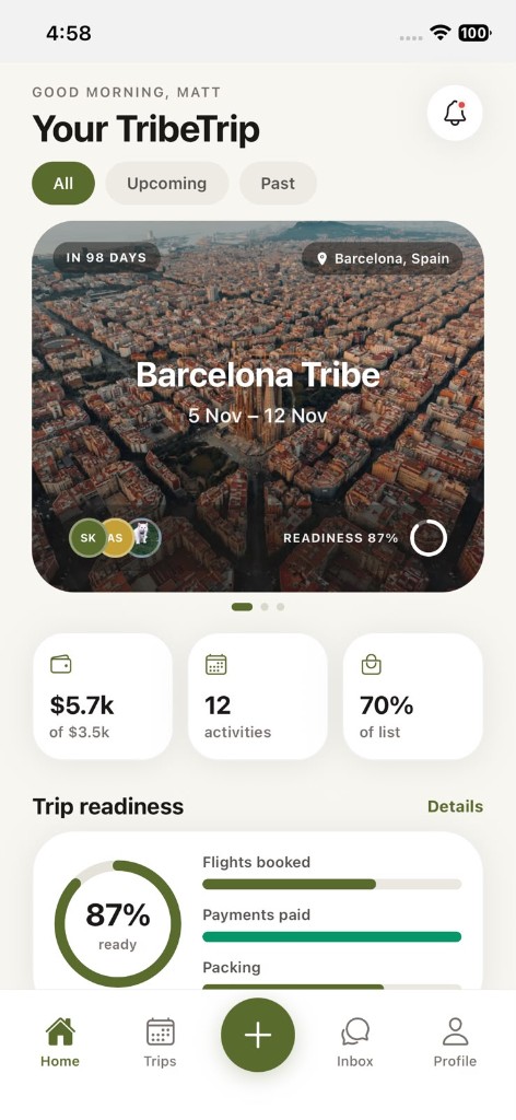TribeTrip home with Barcelona Tribe featured trip